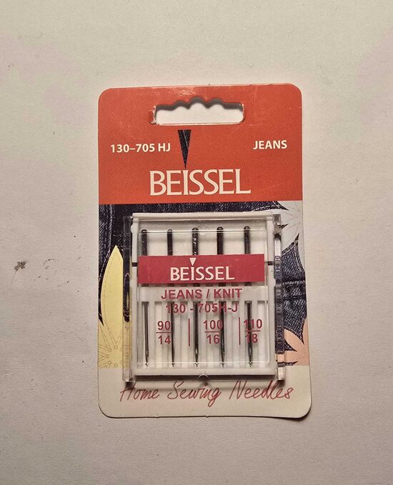 Šujmašīnas adatu komplekts BEISSEL Jeans / Knit 130/705H-J (Nr. 90–110)